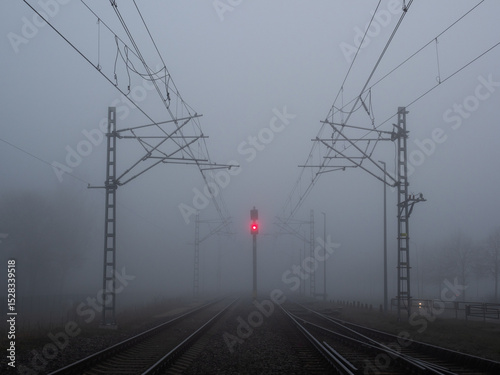Foggy early morning on the railway