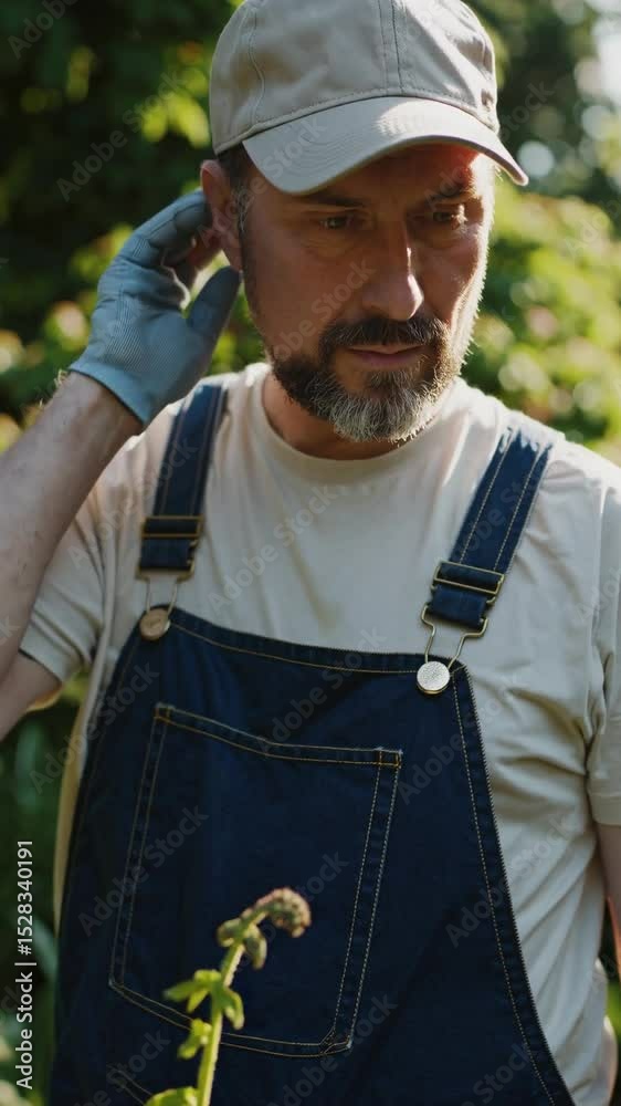 Jardinier travaillant dans la nature