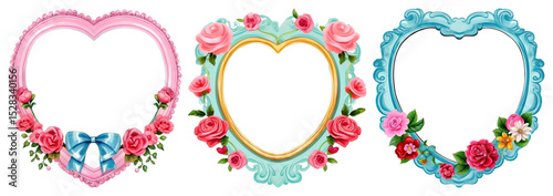 Wallpaper Mural PNG Colorful floral heart frames, element set on transparent background Torontodigital.ca
