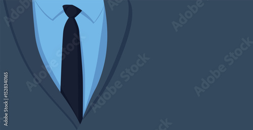 Panoramic design web background formal suit with tie, space for advertising text - Vector illustration