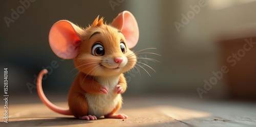 Brown mouse with expressive eyes, sweet face, soft fur, wild, murine
