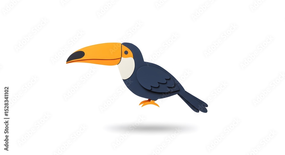 Fototapeta premium Vibrant Toucan Illustration in Papercraft Style: A Tropical Bird Design