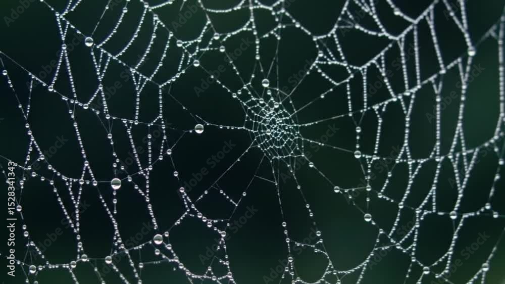 spider web with dew drops