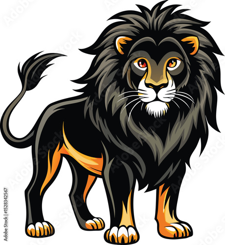 Wallpaper Mural Cartoon illustration of a wild lion head vector, isolated black and white animal drawing for tattoo or mascot Torontodigital.ca
