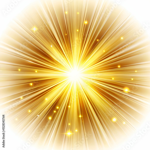 Golden light explosion radiant burst of energy brilliance isolated photo