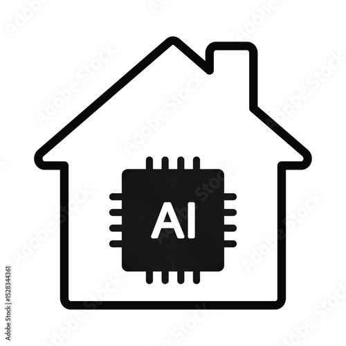 Smart home icon silhouette with ai symbol, simple modern digital technology. Black Smart home logo with artificial intelligence concept. Vector design for website, symbol, logo, sign, app, UI, EPS 10 