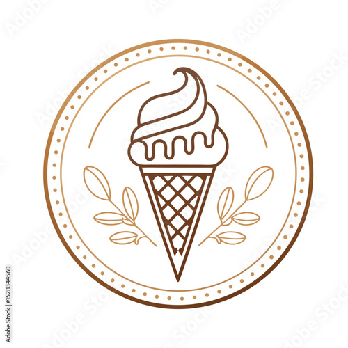 Modern Ice Cream Logo Design – Minimalist Vector Badge for Dessert Shops & Cafés Ice cream logo clipart set. Colorful cone ice cream icon clip art in pictogram style vector illustration color pastel	