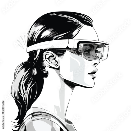 Advanced Smart Glasses Technology Vector Illustration for Innovation Projects