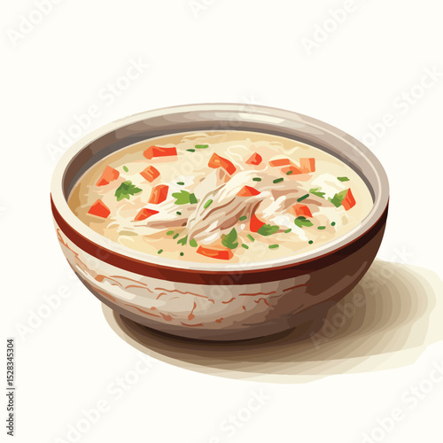 Professional Vector Illustration of Soup Bowl Food Isolated on White Background