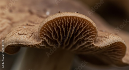 Mushroom macro photography detailed view of cap and gills