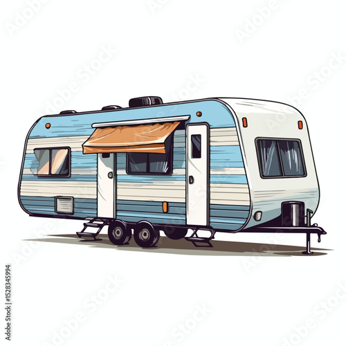 Modern Trailer Home Isolated Vector Illustration for Real Estate Marketing