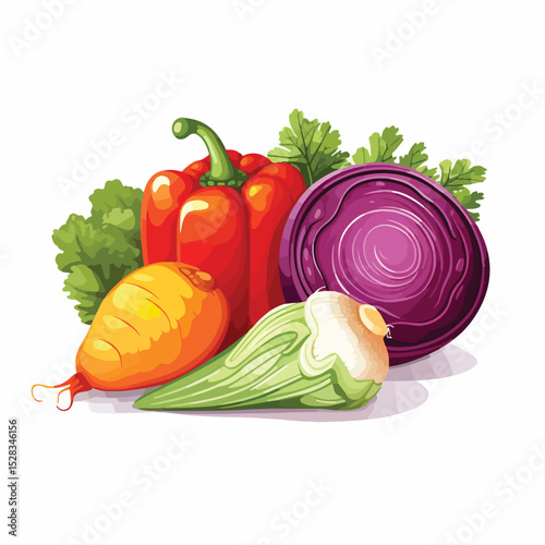 Colorful Vegetable Icon Vector Illustration Isolated on White Background for Healthy Food Designs