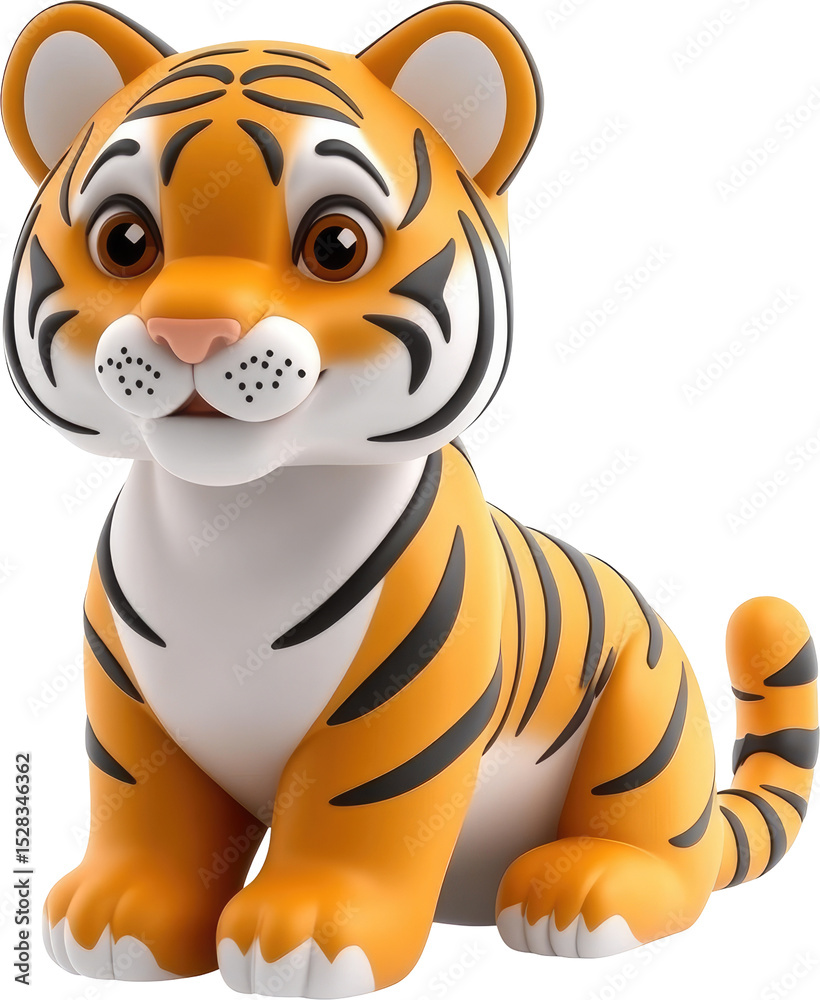 Cute cartoon tiger cub sitting. Cute cartoon tiger cub sitting.