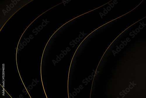 Abstract black and yellow flowing waves with futuristic light and energy curves