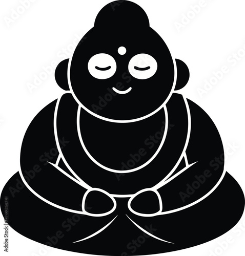 buddha in meditation vector in black