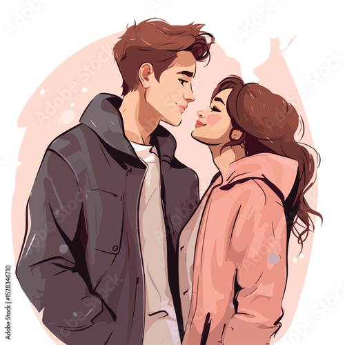 Romantic young couple spending quality time together in a vector illustration