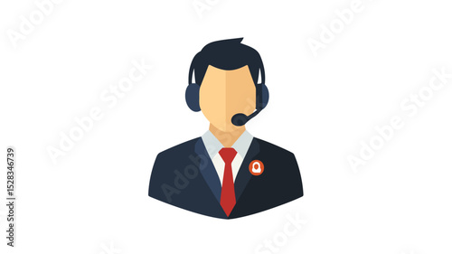 Professional Customer Service Flat Icon for 24 Hours Support, Contact Us Concept