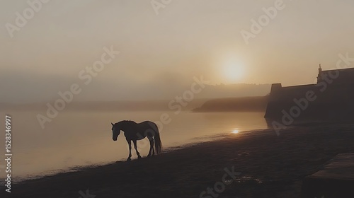 peacefully horse walking Breton