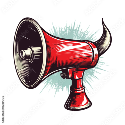 Professional Illustration of Bullhorn Advertising Symbol Scribble Vector