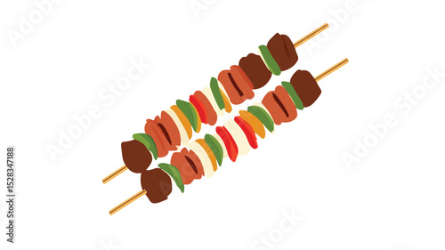 Tasty Barbecue Beef Skewers Vector Illustration for Food Related Designs