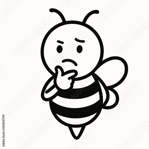 Cartoon Bee Deep in Thought