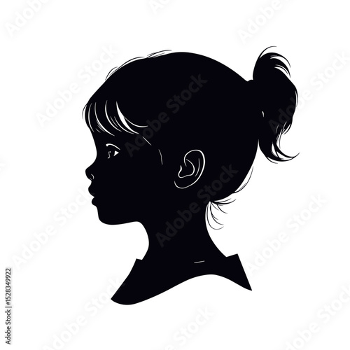 vector silhouette portrait of a girl on a white background .Generative AI