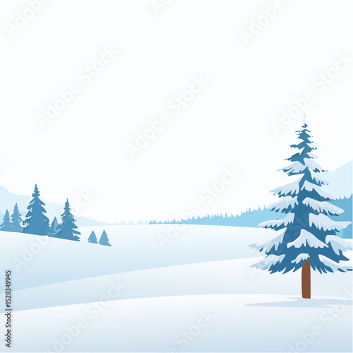 A picturesque winter landscape with snow-covered trees and a serene atmosphere