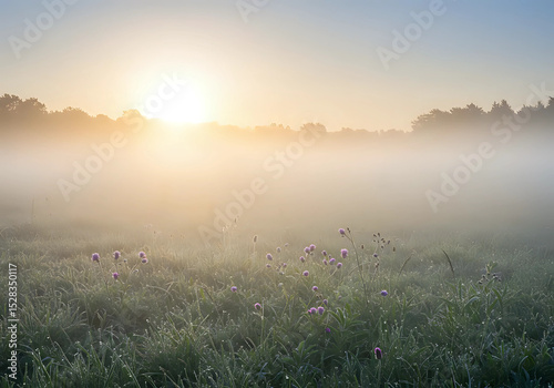 Fototapeta Naklejka Na Ścianę i Meble -  morning mist over the river