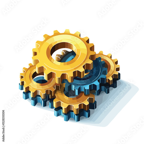 Isometric Gears Symbol Vector Illustration for Engineering and Industrial Concepts