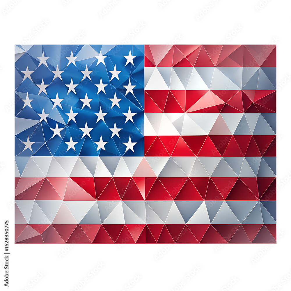Fototapeta premium Abstract American Flag Made of Geometric Shapes with Stars
