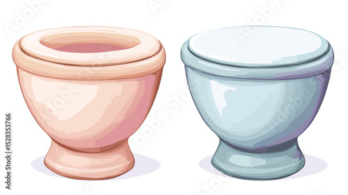 Modern Toilet Bowl Vector Illustration Isolated on White Background