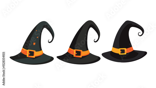 Elegant Witch Hat Halloween Frame Vector Isolated Design Element