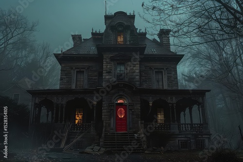 A haunted house with a creaking front door