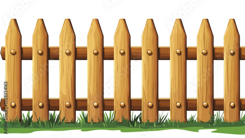 Rustic Wooden Fence Vector Illustration for Design Projects