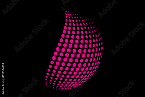 3d art dot circle earth pink color on black background