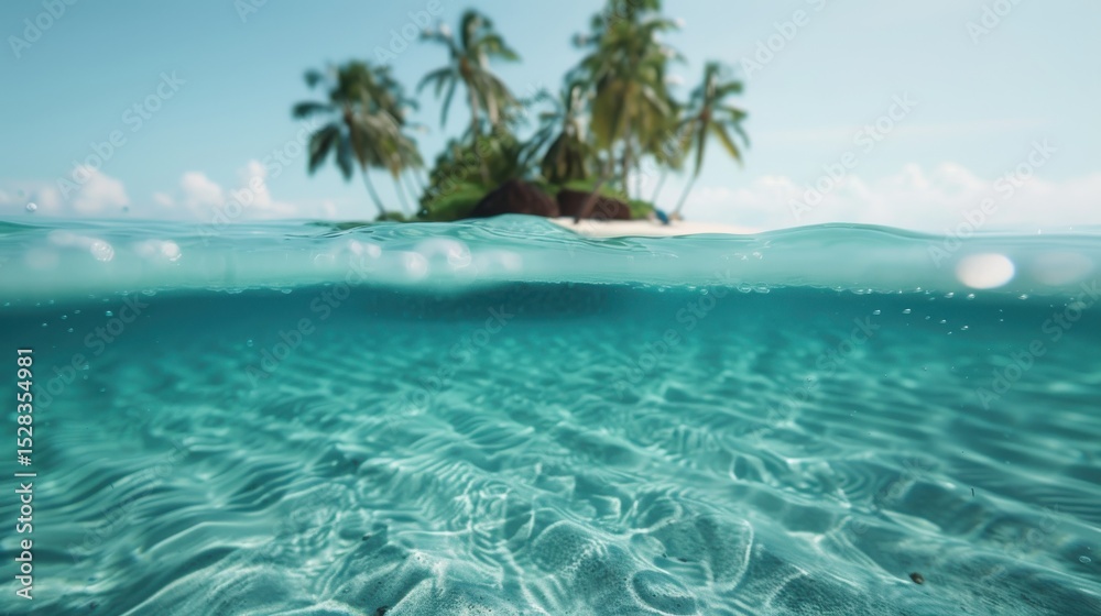 A serene view of a tropical sea featuring a distant island, captured in tranquil blue hues, inviting feelings of peace, relaxation, and the allure of escapism. A serene view of a tropical sea featuring a distant island, captured in tranquil blue hues, inviting feelings of peace, relaxation, and the allure of escapism.