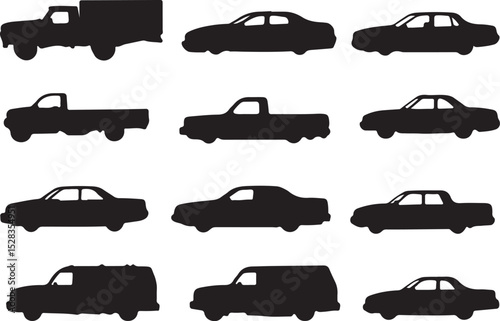 Car with different models vector silhouette