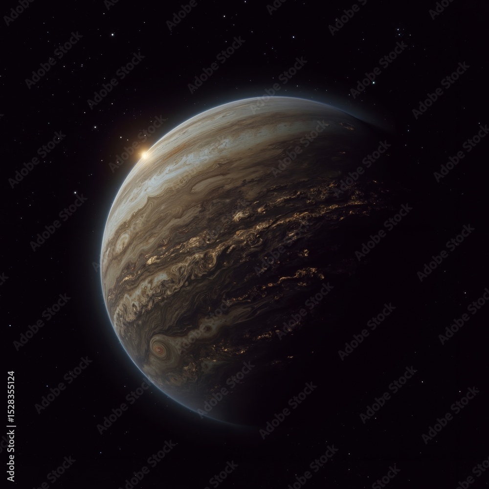 Obraz premium An artist's impression of a planet with a bright star in the background