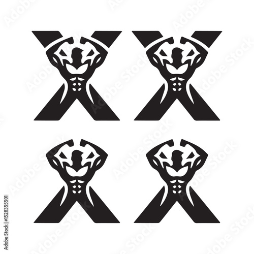 Bodybuilder “X” Logo Design – Bold Fitness Emblem for Gym, Powerlifting & Supplement BrandsBodybuilder “X” Logo Design – Bold Fitness Emblem for Gym, Powerlifting & Supplement Brands
