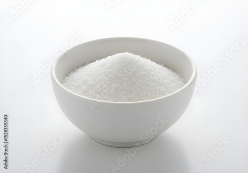 white sugar in a bowl isolated on a white background