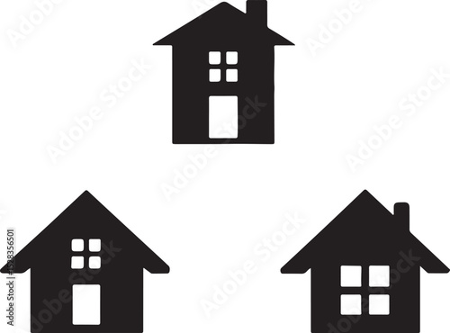 house icons set vector silhouette