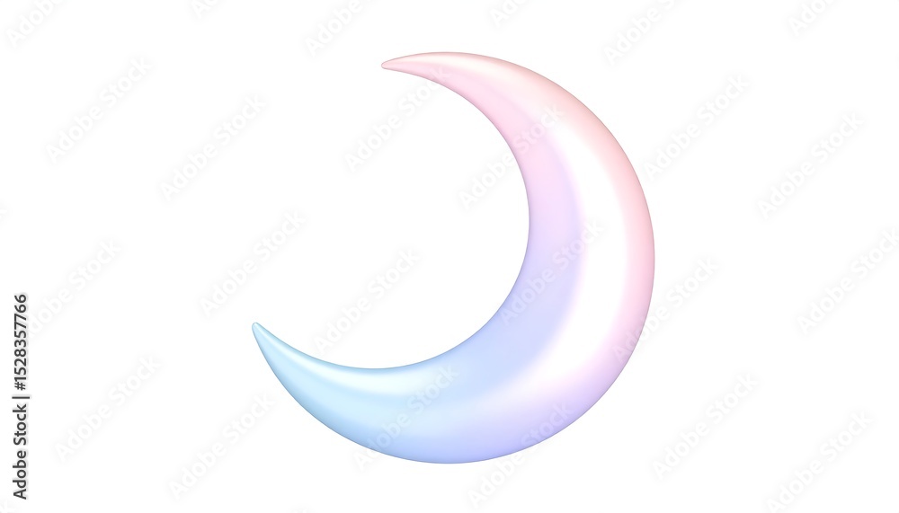 Pastel Crescent Moon with White Background. Pastel Crescent Moon with White Background.