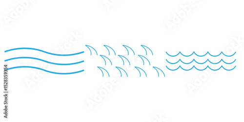 abstract blue waves isolated on white background 