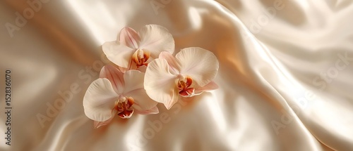 background Butterfly Orchid floating on neutral silk