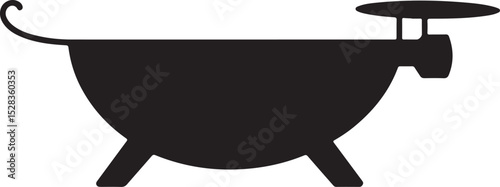 Simple Black Silhouette of Lingonberries on Branch