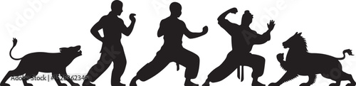 Martial Arts Evolution Silhouettes with Animals