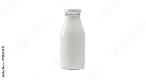 Milk Bottle on White Background 