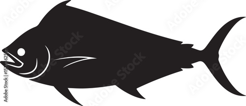 Black Silhouette of a Mahi Mahi Fish Illustration