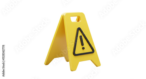 Yellow Wet Floor Sign: A clear and concise visual warning of potential hazard. An eye-level shot of a bright yellow "Wet Floor" sign with bold black warning symbol on a plain background.