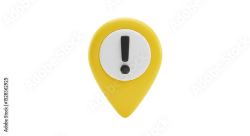Location Alert: A vibrant yellow location pin, adorned with an exclamation mark, serves as a visual alert. It's a bold declaration of importance and emphasis in a clean, simple design.